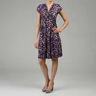 Connected Apparel Womens Purple Short sleeve Dress  