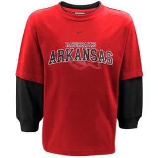 Nike Arkansas Razorbacks Preschool Cardinal Black Double Layer Long Sleeve T shirt