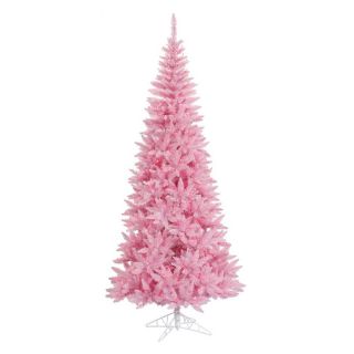Vickerman 6.5 ft Pre Lit Fir Slim Artificial Christmas Tree with Pink Incandescent Lights