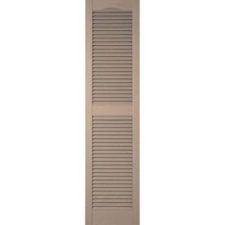 Ekena Millwork 14 1/2 in. x 85 in. Lifetime Vinyl Custom Cathedral Top Center Mullion Open Louvered Shutters Pair Wicker LL1C14X08500WI