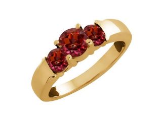 1.38 Ct Genuine Round Red Rhodolite Garnet Gemstone 18k Yellow Gold Ring