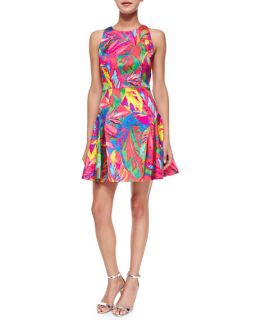 Milly Feathers Print Flounce Dress