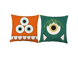 2pc Crazy Critters Pillow Covers 14x14 White Outdoor Shams