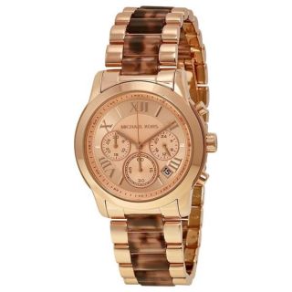 Michael Kors Womens MK6155 Cooper Round Rose Gold tone with Tortoise