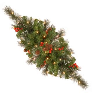 10 inch Glittery Bristle Pine Sleigh with Battery Operated Warm White