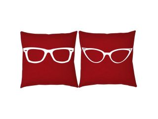 His Hers Glasses Pillow Covers 14x14 White Outdoor Shams