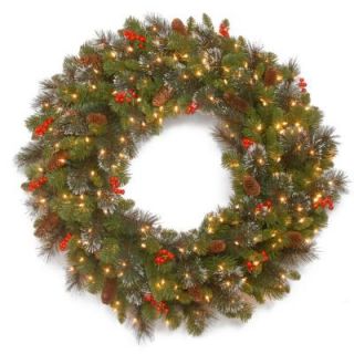 National Tree Company Crestwood Spruce 36 in. Artificial Wreath with Clear Lights CW7 306 36W 1