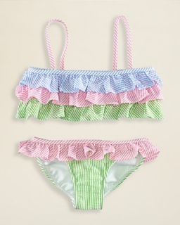 Ralph Lauren Childrenswear Toddler Girls' Ruffled Seersucker Swimsuit   Sizes 2 6X