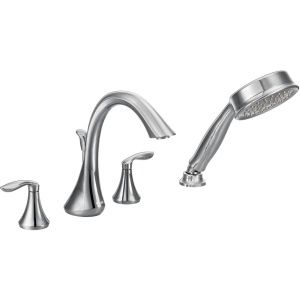 Moen T944 Eva Polished Chrome  Two Handle with Handshower Roman Tub Faucets