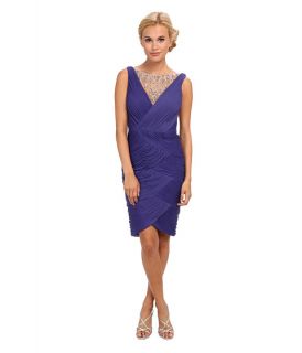 Adrianna Papell Shirred Jewelry Cocktail Dress Lilac