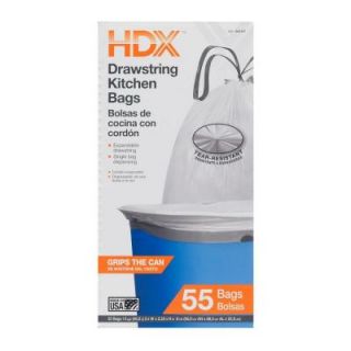 HDX 13 Gal. Kitchen Drawstring White Trash Bags (55 Count) HDX959537