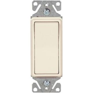 Eaton 15 Amp 120/277 Volt Heavy Duty Grade Single Pole Decorator Lighted Switch with Back and Push Wire, Light Almond 7511LA BOX