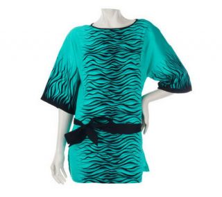 Bob Mackies Congo Print Boat Neck Tunic with Removable Belt —
