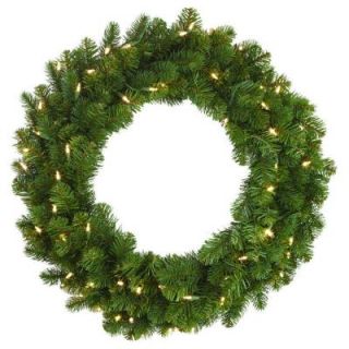 Martha Stewart Living 30 in. LED Pre Lit Downswept Douglas Fir Artificial Christmas Wreath 9316610610