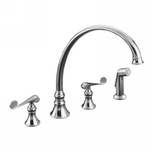 Kohler Faucet K 16111 4 CP Revival Polished Chrome  Two Handle with Sidespray Kitchen Faucets