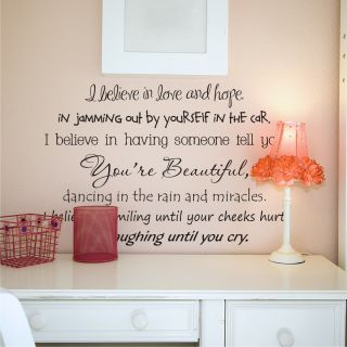 Quotes™ I Believe in Love and Hope Wall Decal by Belvedere Designs