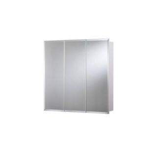 Croydex 24 in. x 24 in. Surface Mount Tri View Beveled Mirrored Medicine Cabinet in White with Hang 'N' Lock Easy Hanging System WC102422YW